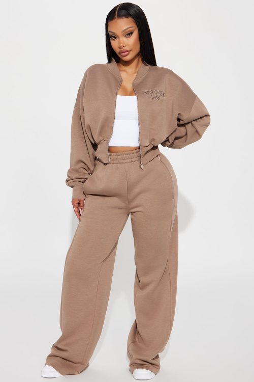 New York Fleece Pant Set – Mocha