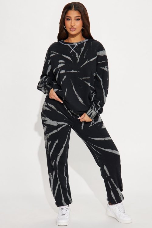 Marianna Tie Dye Jogger Set – Black