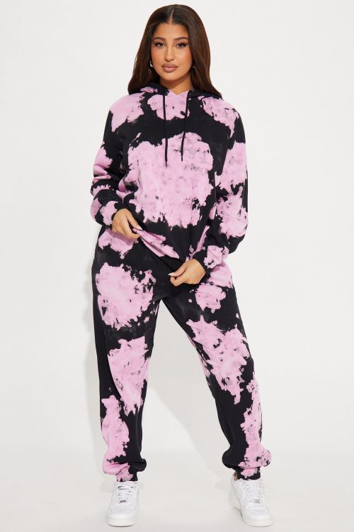 Unbothered Fleece Jogger Set – Pink/combo