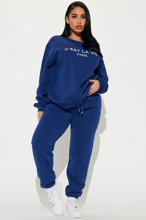 C’est La Vie Sweatpant Set – Navy