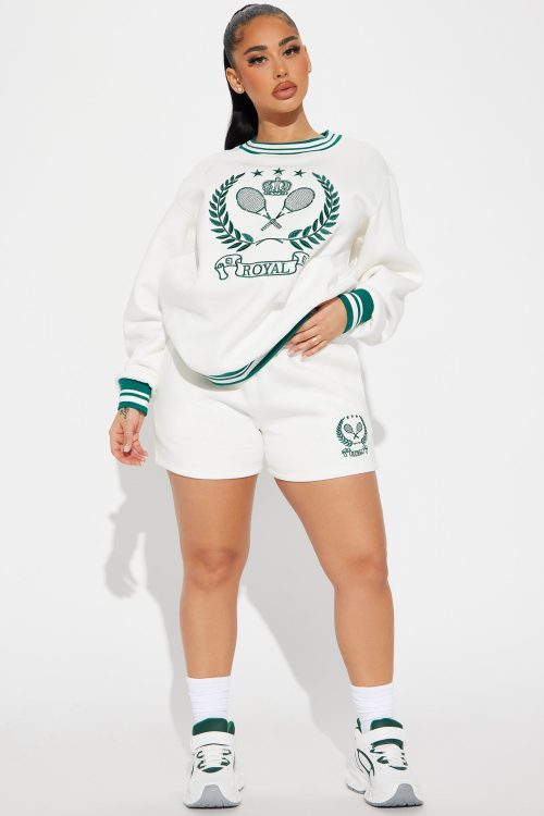 Royal League Fleece Short Set – White/combo