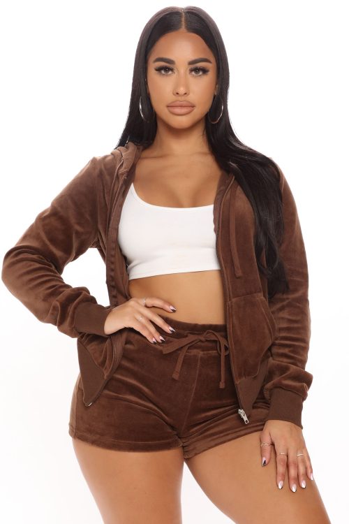 The OG Trendsetter Velour Short Set – Chocolate