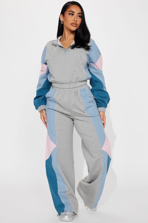 Coreen Colorblock Pant Set – Heather Grey