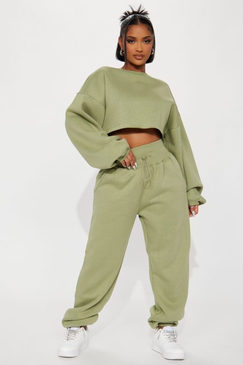 Feeling Good Fleece Jogger Set – Sage