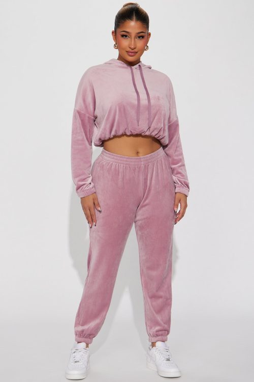 Anytime Anywhere Velour Jogger Set – Mauve