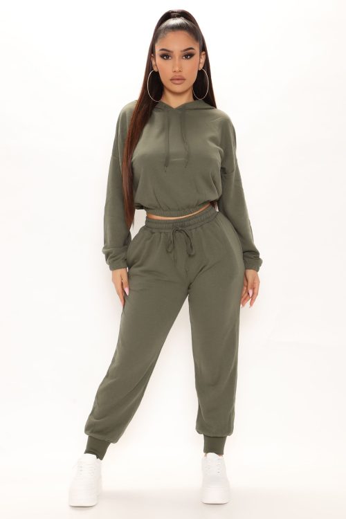 Inhale And Exhale Jogger Set – Olive