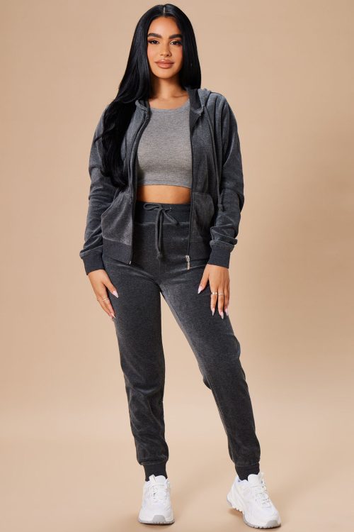 The Original Trendsetter Velour Set – Charcoal