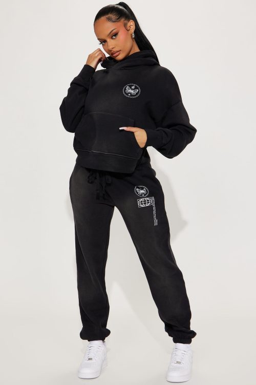 Unholy Moment Washed Sweatsuit – Black