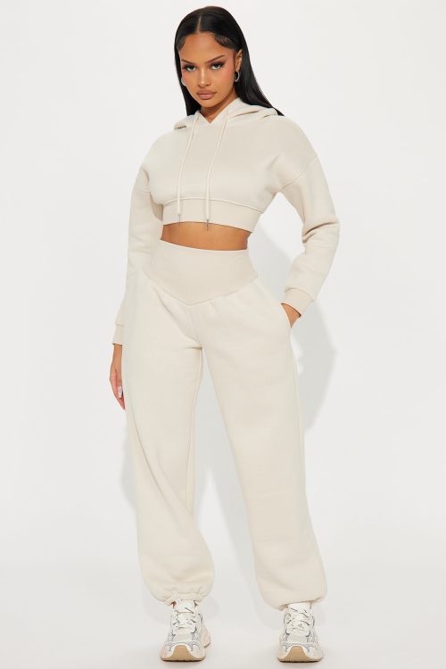 Nikkie Fleece Jogger Set – Cream