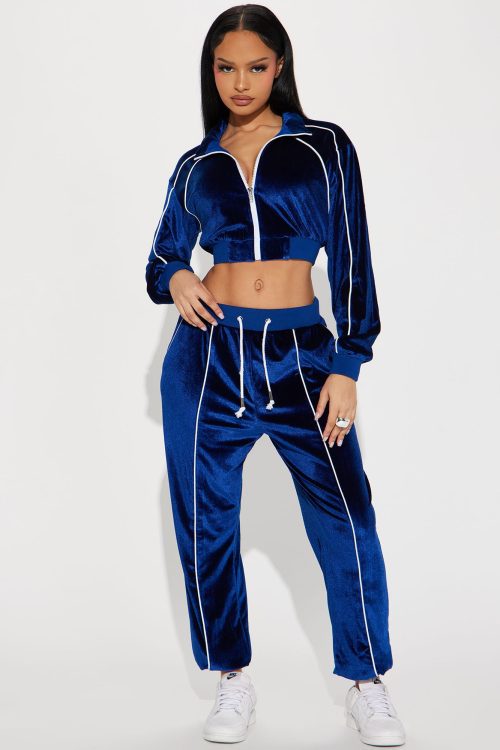 Chelsie Velour Jogger Set – Royal