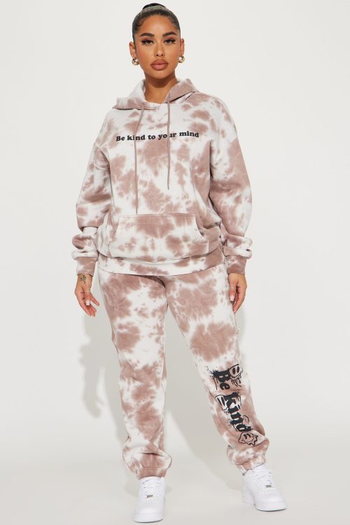 Be Kind Tie Dye Jogger Set – Mocha/combo