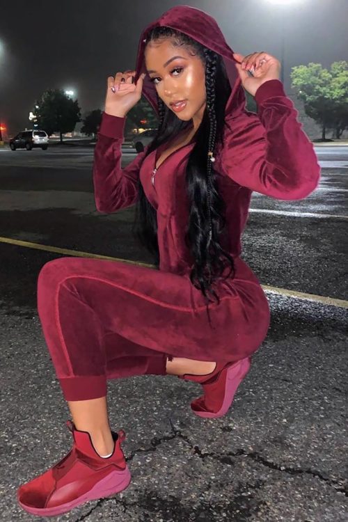 The Original Trendsetter Velour Set – Burgundy